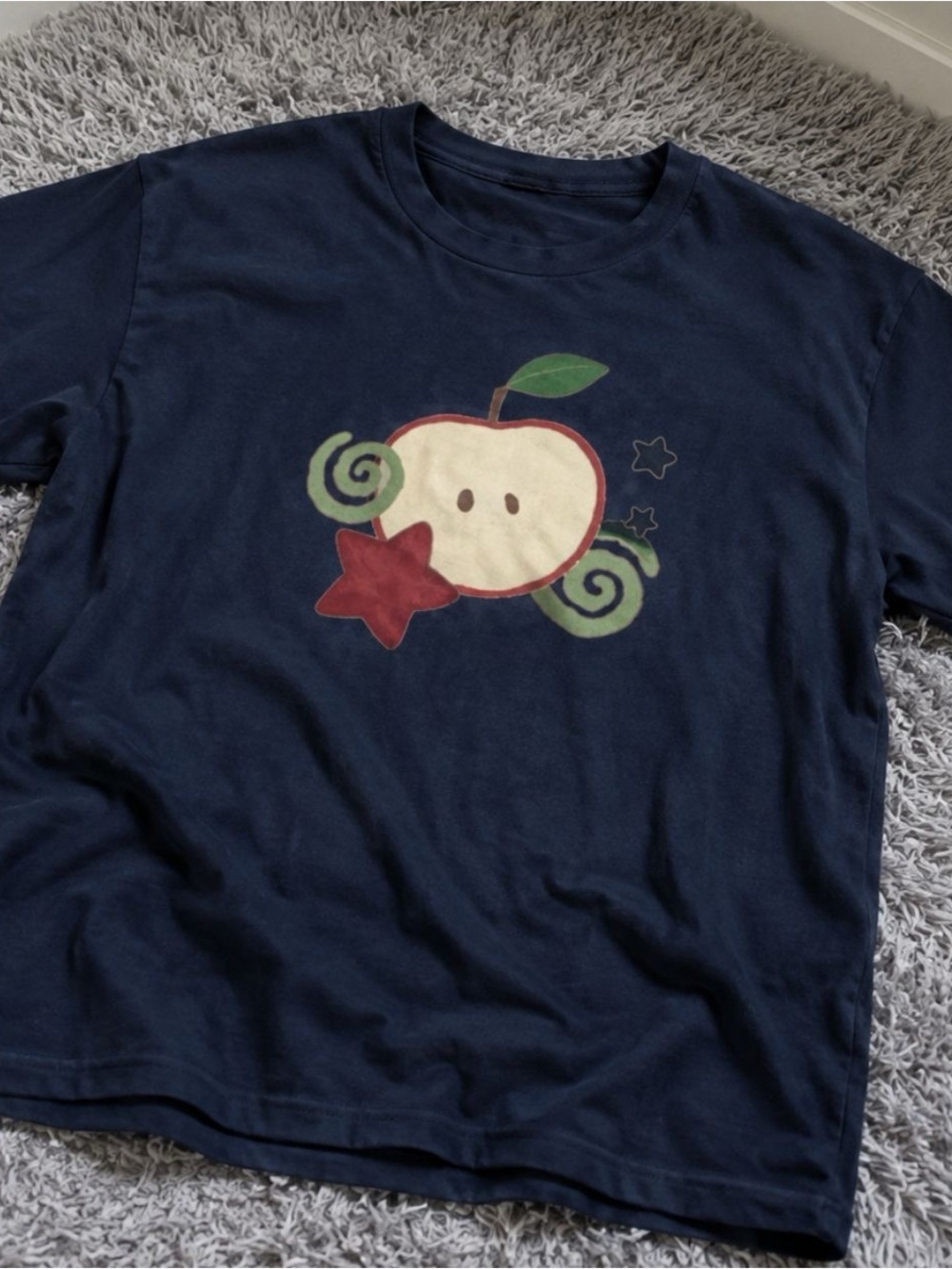 Gildan Navy Kids Apple & Star Graphic Tee